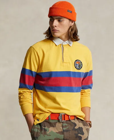 Polo Ralph Lauren Men's Hiking Patch Rugby Shirt In Canary Yellow Multi