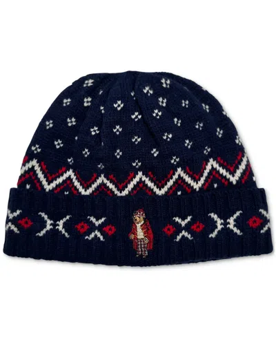 Polo Ralph Lauren Men's Holiday Bear Beanie In Navy Multi