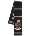 Polo Ralph Lauren Teddy Bear Motif Merino-wool Scarf In Black