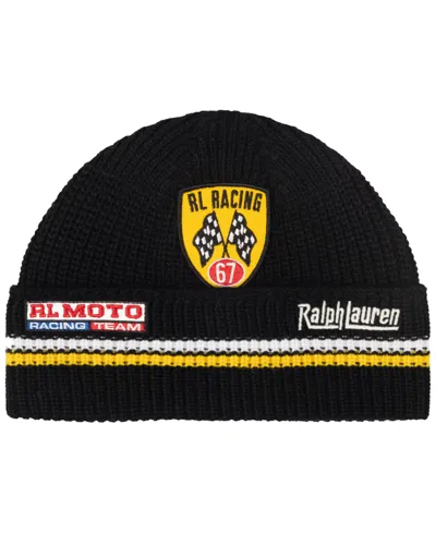 Polo Ralph Lauren Holiday Patch Beanie In Black