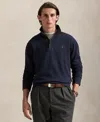 Polo Ralph Lauren Houndstooth Luxury Cotton Blend Quarter Zip Pullover In Blue
