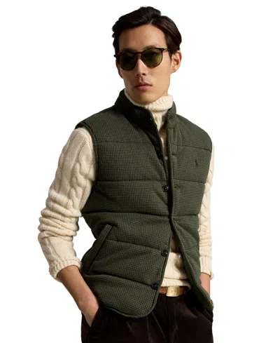 Polo Ralph Lauren Men's Houndstooth Regular-fit Estate-rib Vest In Alpine Heather Dogtooth