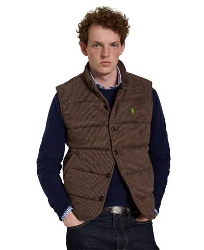 Polo Ralph Lauren Men's Houndstooth Regular-fit Estate-rib Vest In Nutmug Heather Dogtooth
