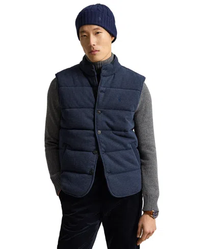 Polo Ralph Lauren Men's Houndstooth Regular-fit Estate-rib Vest In Winter Navy Heather Dogtooth