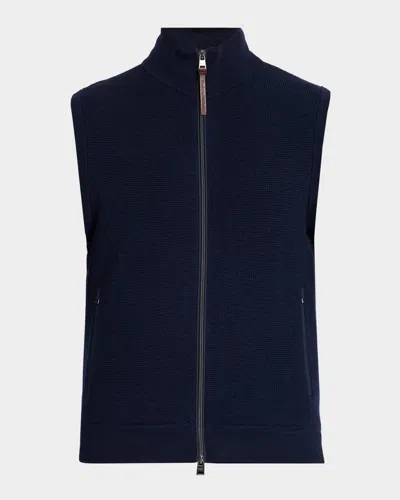 Polo Ralph Lauren Men's Hybrid Full-zip Knit Sweater Vest In Blue