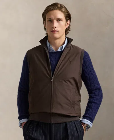 Polo Ralph Lauren Men's Hybrid Full-zip Sweater Vest In Brown