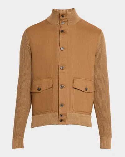 Polo Ralph Lauren Men's Hybrid Linen Cardigan In Gold