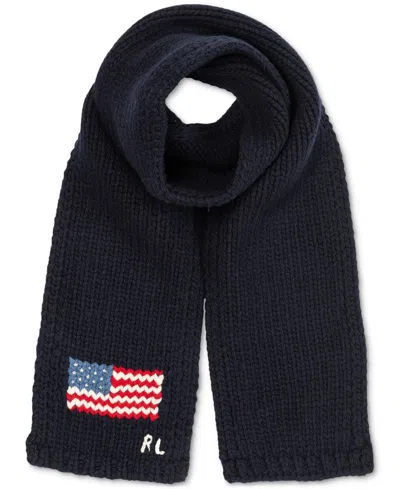 Polo Ralph Lauren Men's Intarsia Flag Scarf In Navy Multi