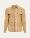 Polo Ralph Lauren Men's James Suede-patch Plaid Sport Shirt In Camel