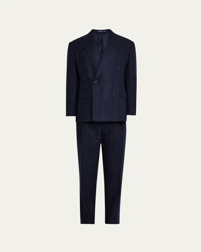 Polo Ralph Lauren Men's Kent Double-breasted Flannel Suit In Navy