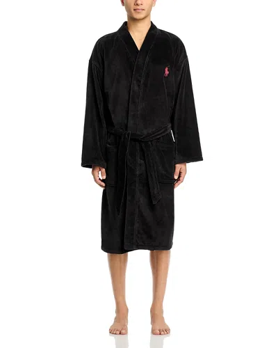 Polo Ralph Lauren Polar Fleece Plush Robe In Black