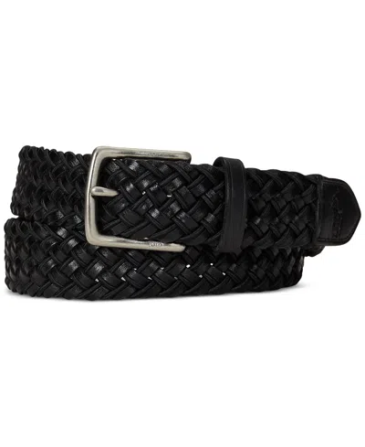 Polo Ralph Lauren Men's Leather & Braided Cord Woven Belt In Black