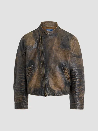 Polo Ralph Lauren Men's Leather Motorcycle Jacket In Brown