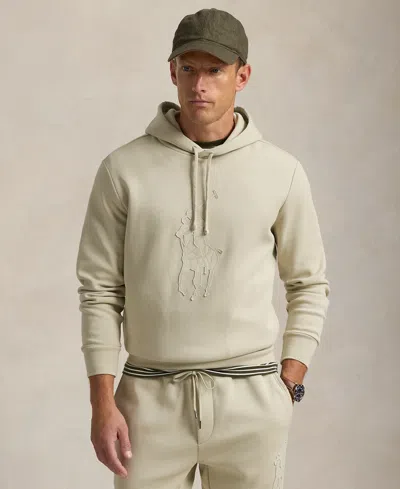 Polo Ralph Lauren Men's Leather-pony Double-knit Hoodie In Beige