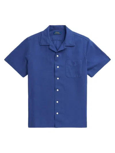 Polo Ralph Lauren Men's Linen & Cotton-blend Camp Shirt In Beach Royal