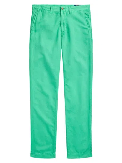 Polo Ralph Lauren Men's Linen & Cotton-blend Flat-front Pants In Green