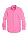 Polo Ralph Lauren Linen Garment Dyed Custom Fit Button Down Shirt In Resort Rose