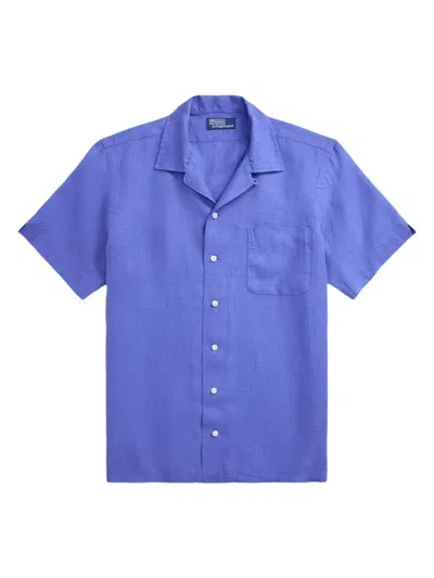 Polo Ralph Lauren Linen Classic Fit Button Down Camp Shirt In Blue
