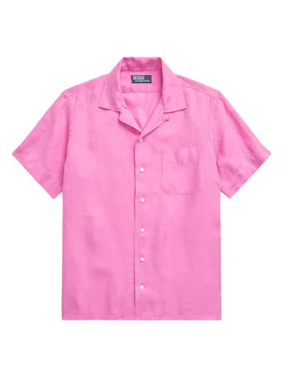Polo Ralph Lauren Men's Linen Camp Shirt In Pink