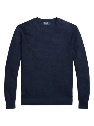 Polo Ralph Lauren Men's Linen Crewneck Sweater In Blue