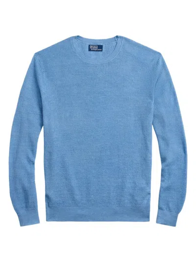 Polo Ralph Lauren Men's Linen Knit Crewneck Sweater In Dusty Light Blue