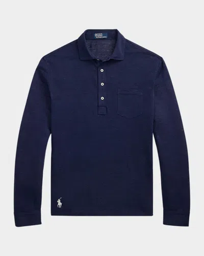 Polo Ralph Lauren Men's Linen Mesh Polo Shirt In Navy