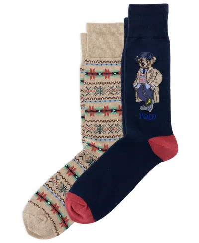 Polo Ralph Lauren Men's Litchfield Bear Fair Isle Crew Socks, 2-pack In Multi