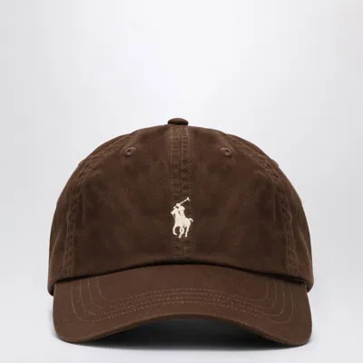 Polo Ralph Lauren Men's Logo Cotton Baseball Cap With Adjustable Back Strap In Brown