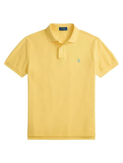 Polo Ralph Lauren Men's Logo Cotton Mesh Polo In Yellow