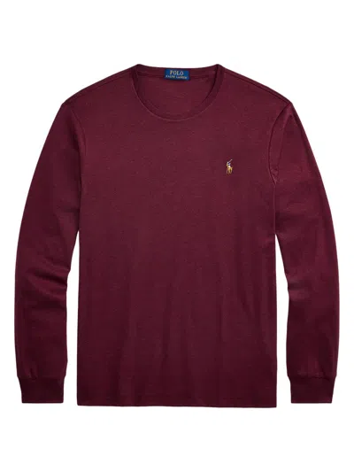 Polo Ralph Lauren Men's Logo Cotton Sweater In Spring Wine Heather