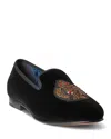 Polo Ralph Lauren Men's Logo Crest Slippers In Black/embroidery