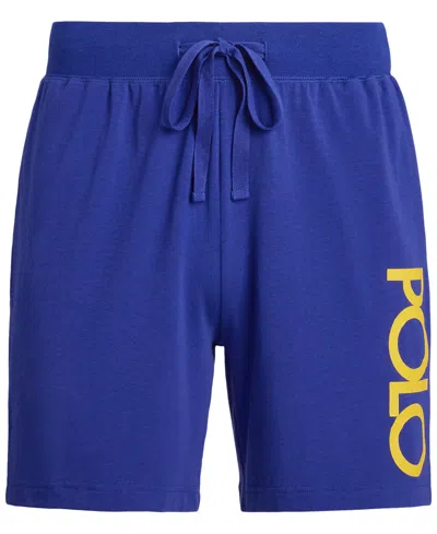 Polo Ralph Lauren Men's Logo Sleep Shorts, Exclusively At Macy's In Heritage Royal,gold Bugle Logo