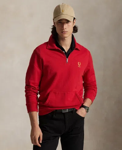 Polo Ralph Lauren Men's Long-sleeve Collared Sweatshirt In Red