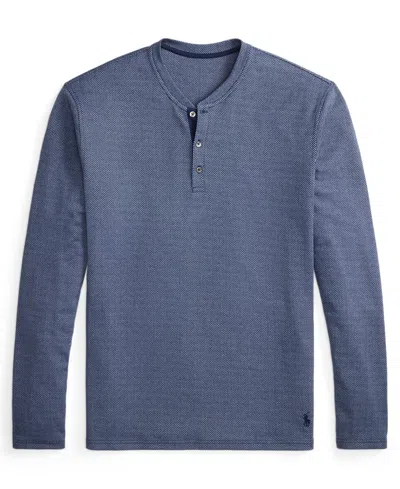 Polo Ralph Lauren Men's Long Sleeve Herringbone Henley Sleep Shirt In Blue