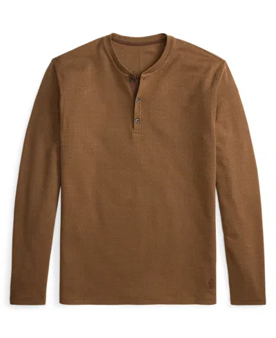Polo Ralph Lauren Men's Long Sleeve Herringbone Henley Sleep Shirt In Brown