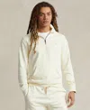 Polo Ralph Lauren Loopback Fleece Quarter-zip Sweatshirt Man Sweatshirt Cream Size L Cotton In Clubhouse Cream