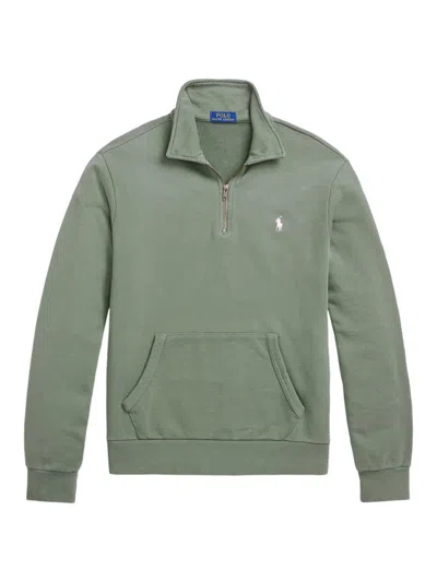 Polo Ralph Lauren Men's Loopback Terry Quarter-zip Sweatshirt In Cargo Green