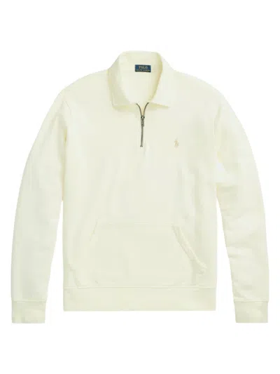 Polo Ralph Lauren Men's Loopback Fleece Quarter-zip Sweatshirt In Clubhouse Cream
