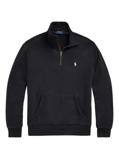 Polo Ralph Lauren Men's Loopback Terry Quarter-zip Sweatshirt In Faded Black Canvas