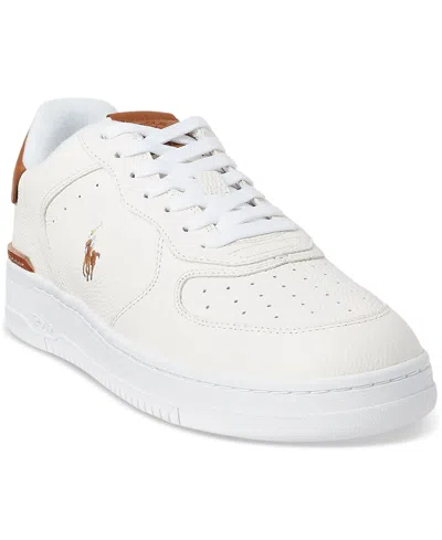 Polo Ralph Lauren Men's Masters Court Lace-up Sneakers In Deckwash White,tan