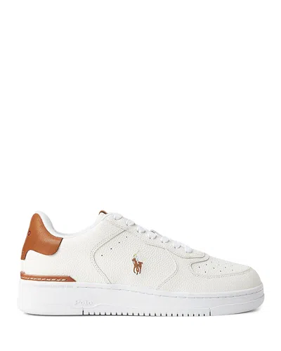 Polo Ralph Lauren Men's Masters Court Lace Up Sneakers In White/tan