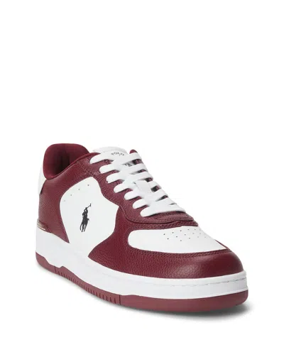 Polo Ralph Lauren Men's Masters Court Leather Low Rise Sneakers In Burgundy