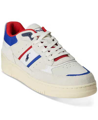Polo Ralph Lauren Men's Masters Sport Suede Sneaker In Bianco,royal,red