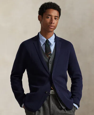 Polo Ralph Lauren Men's Merino Long Sleeve Blazer Cardigan In Blue
