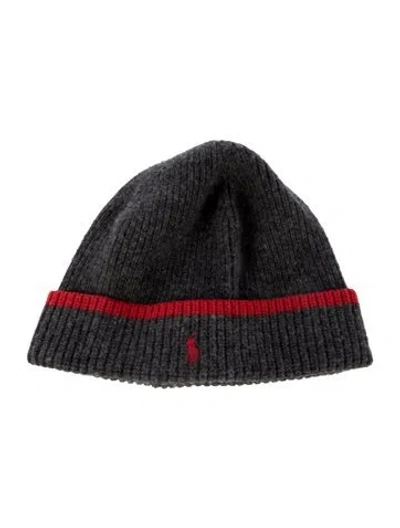 Pre-owned Polo Ralph Lauren Men's Merino Wool Beanie In Grey