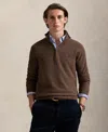 Polo Ralph Lauren Men's Mesh-knit Cotton Quarter-zip Sweater In Brown