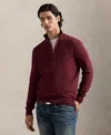Polo Ralph Lauren Ralph Lauren Mesh-knit Cotton Quarter-zip Sweater In Burgundy