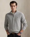 Polo Ralph Lauren Logo-embroidered Honeycomb-knit Cotton Half-zip Sweater In Gray