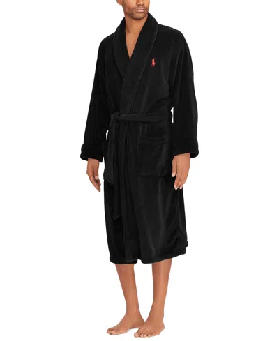Polo Ralph Lauren Polar Fleece Plush Robe In Black