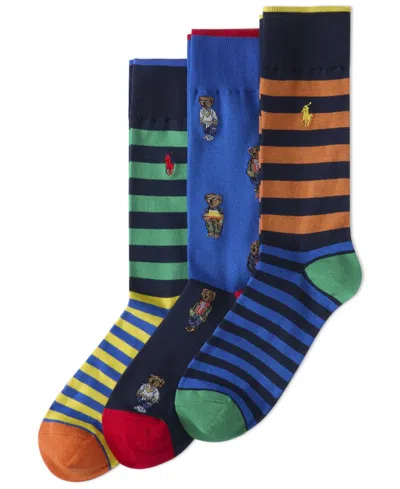 Polo Ralph Lauren Men's Mini Bear & Stripe Socks Gift Box In Multi